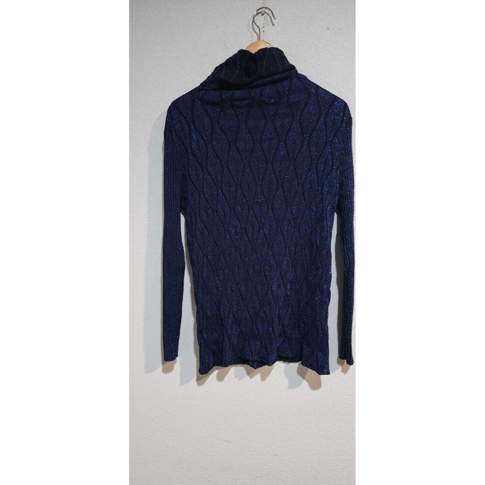Venus Tunic Jumper Size L Electric Blue Glittery Turtle Neck Stretchy Sweater - Picture 3 of 12